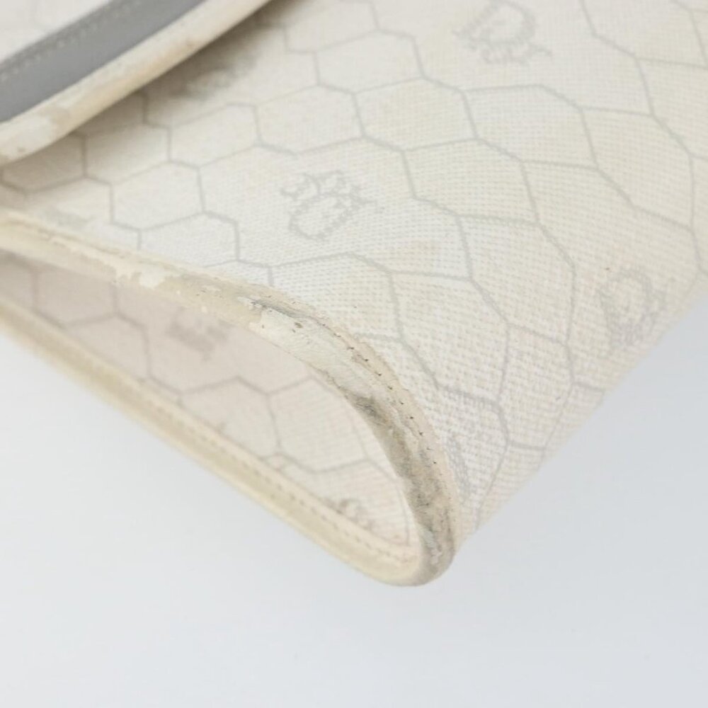 Authentic Christian Dior Honeycomb Canvas Shoulder Bag PVC Gold White - Picture 3 of 16